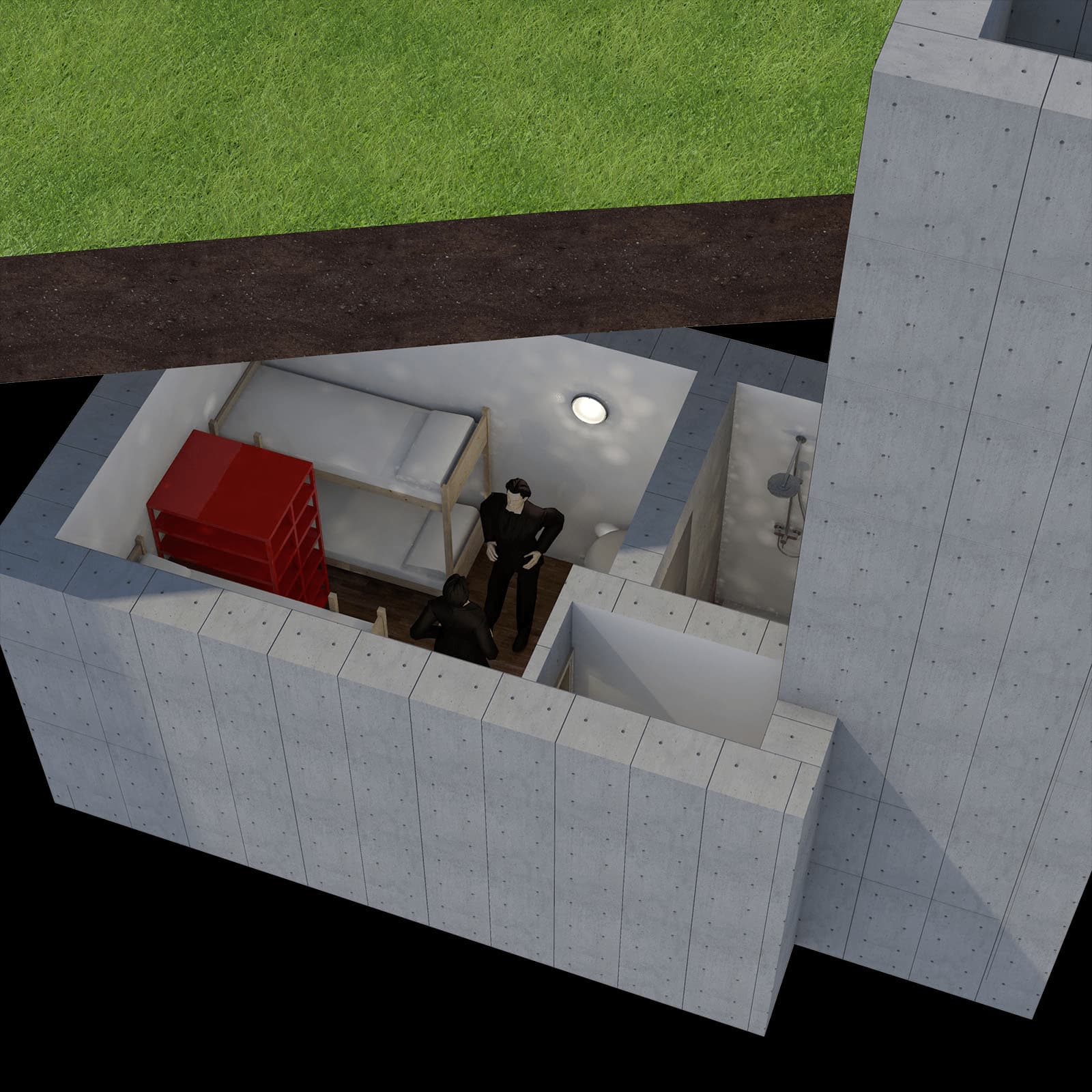 Abri de jardin en coupe